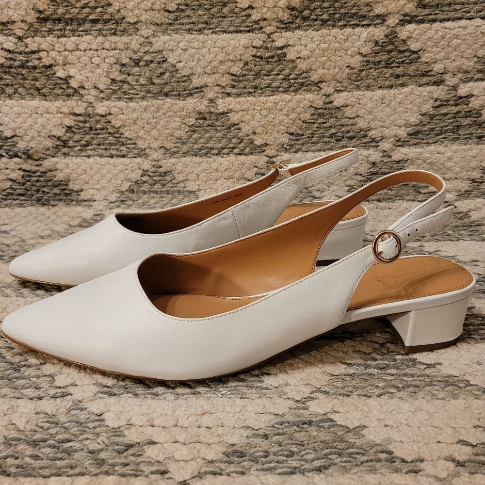 NWOT JCrew factory white slingback block heel 10.5